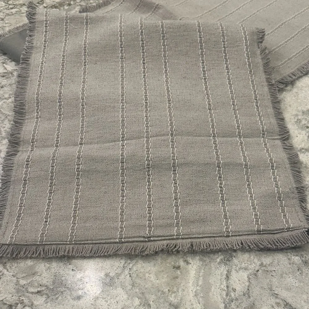 Gray Fringed Table Runner